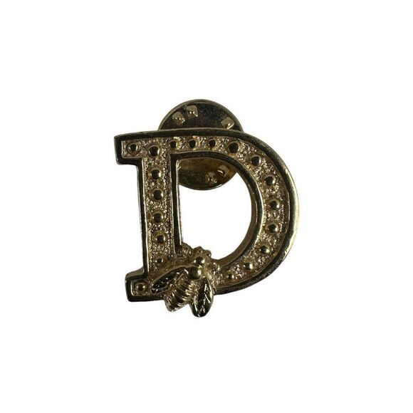 Dior “D” Bee Motif Brooch Pin Gold Tone - Picture 1 of 8